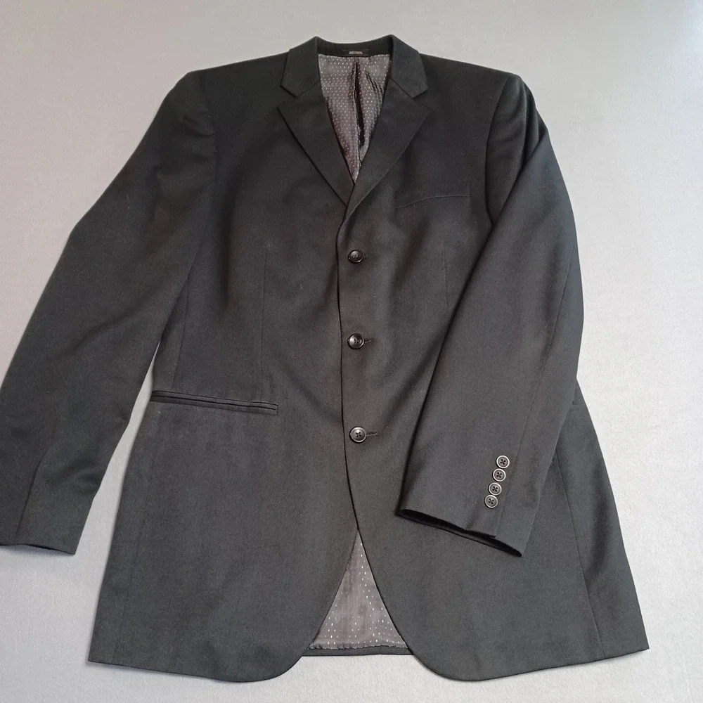 J Ferrar Mens Modern Fit Blazer Black 3 Button Suit Jacket 40 Long 40L